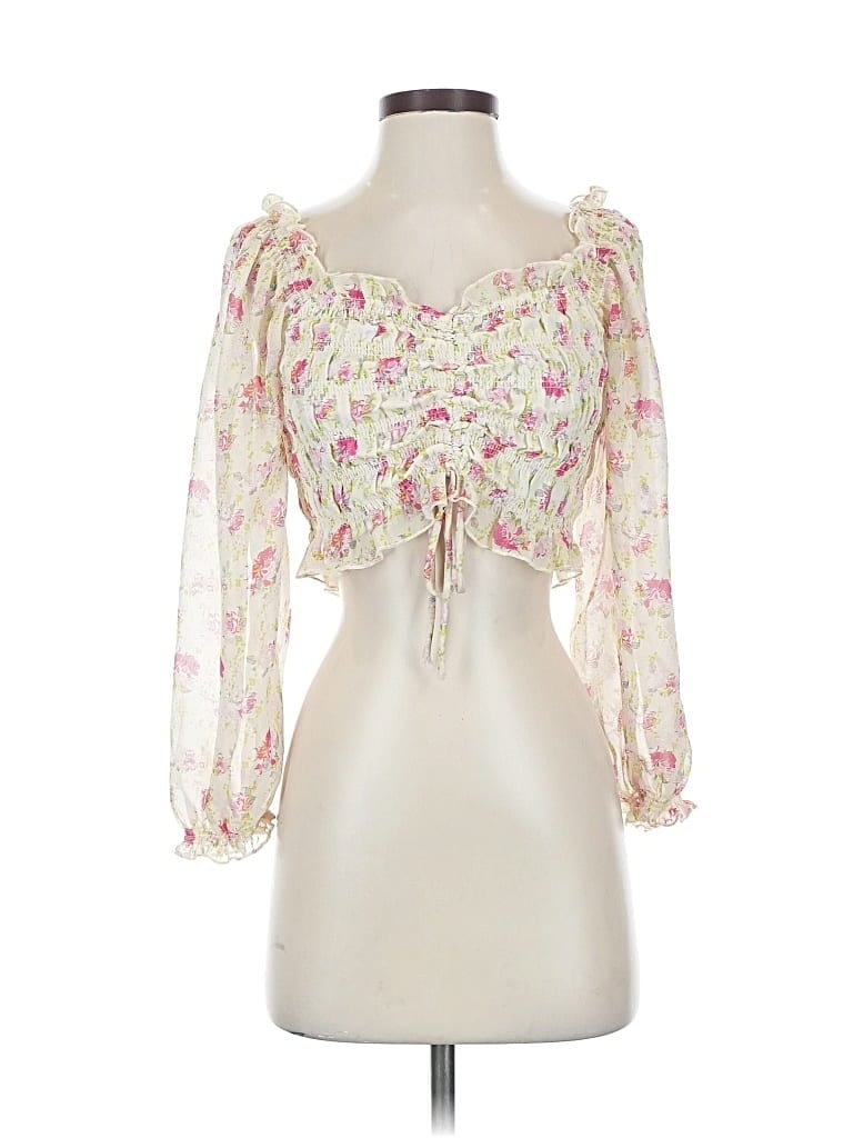 Pre-owned Cotton Candy La 3/4 Sleeve Blouse In White