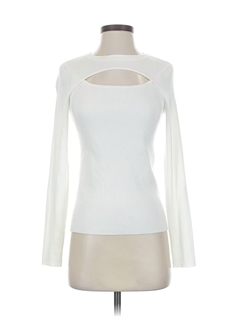 Pre-owned Inc International Concepts Long Sleeve Top Ivory Keyhole Neckline Tops In White