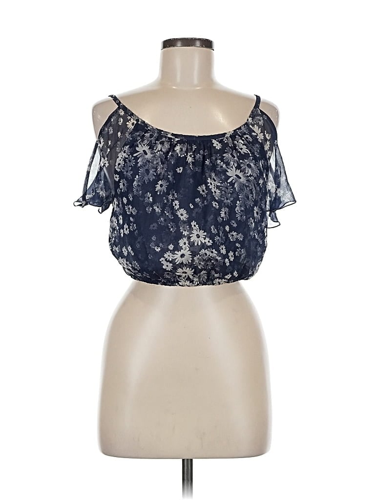 Pre-owned Hollister Short Sleeve Top Blue Cold Shoulder Neckline Tops