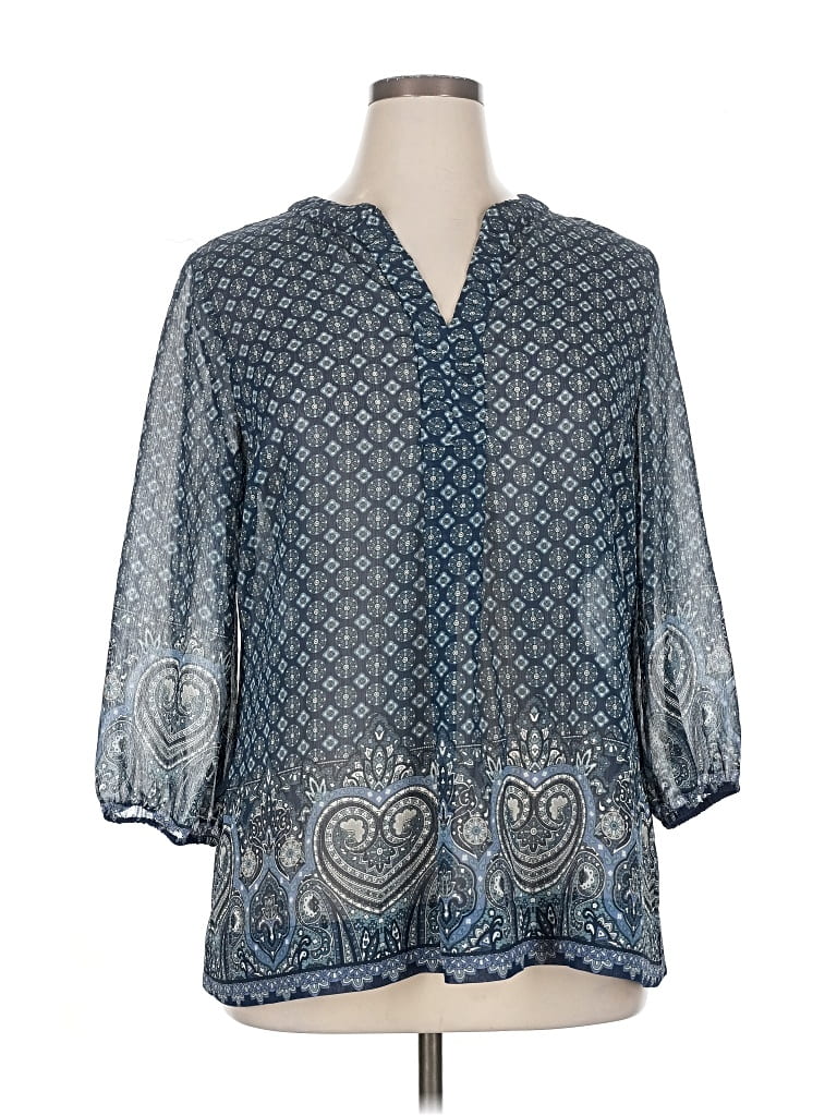 Pre-owned Charter Club 3/4 Sleeve Blouse In Blue