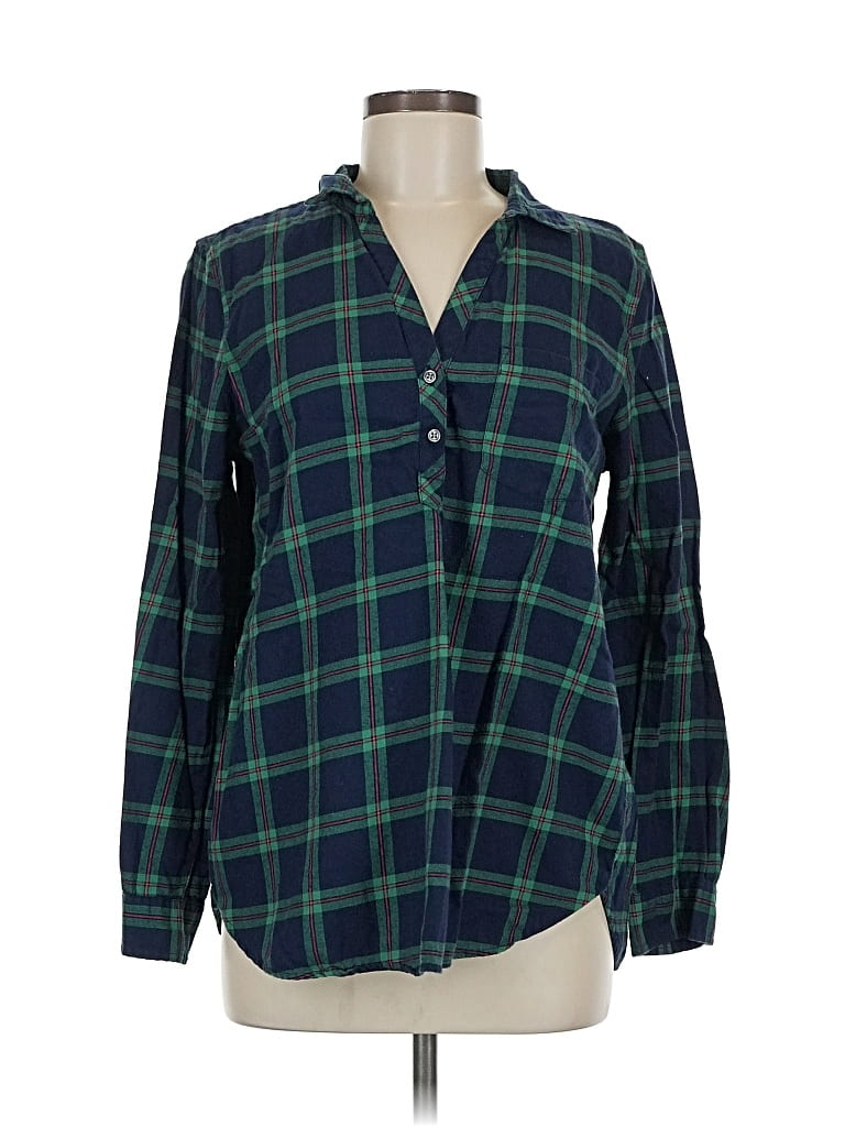 Pre-owned J.crew Factory Store Long Sleeve Blouse In Green