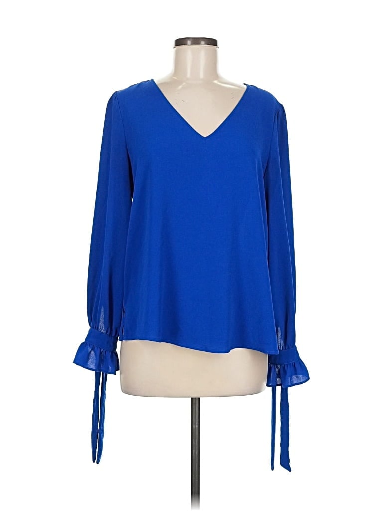 Pre-owned Cece Long Sleeve Blouse In Blue