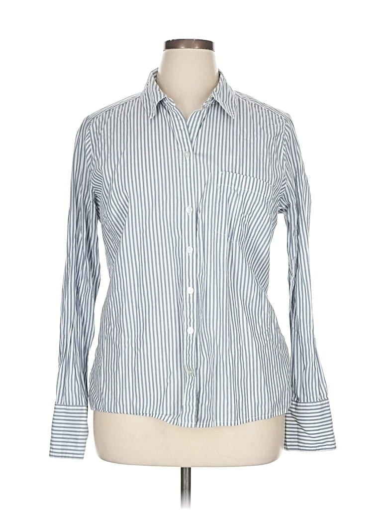 Pre-owned Abercrombie & Fitch Long Sleeve Button Down Shirt In Blue