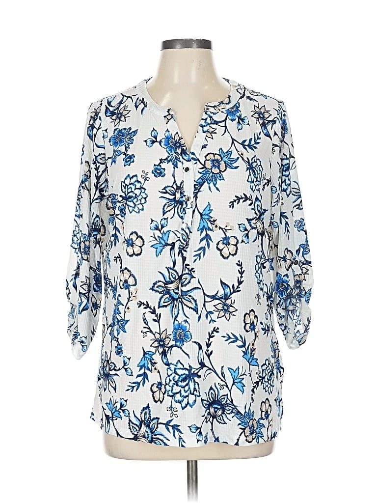 Pre-owned Emily Daniels 3/4 Sleeve T-shirt In Blue