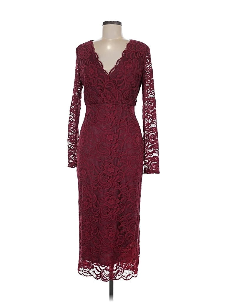Pre-owned Jj's House Cocktail Dress In Burgundy
