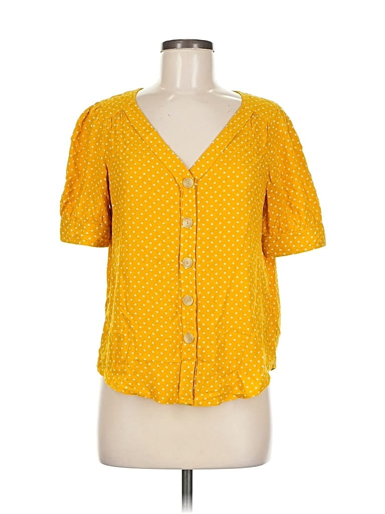 Pre-owned Maeve By Anthropologie Short Sleeve Blouse In Yellow