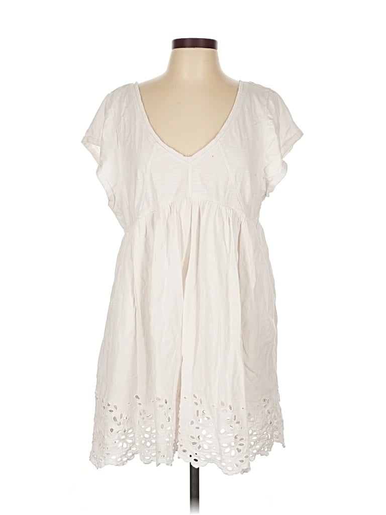 Pre-owned Daily Practice By Anthropologie Short Sleeve Blouse In White