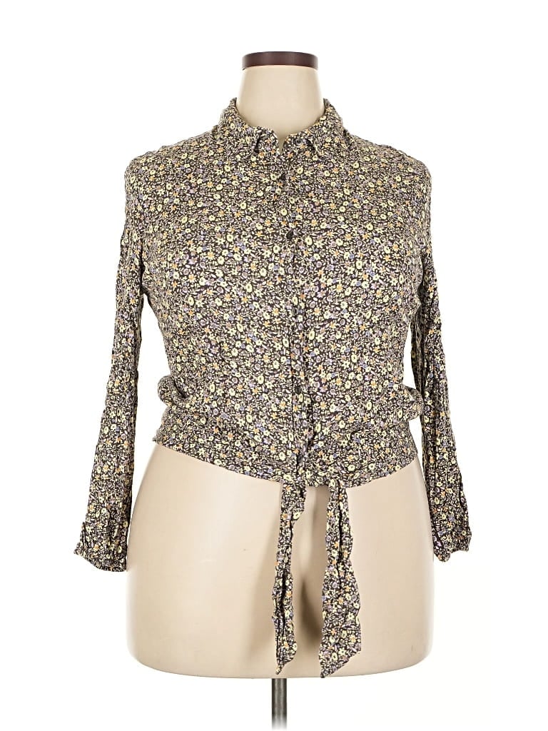 Pre-owned Lc Lauren Conrad 3/4 Sleeve Blouse In Gray