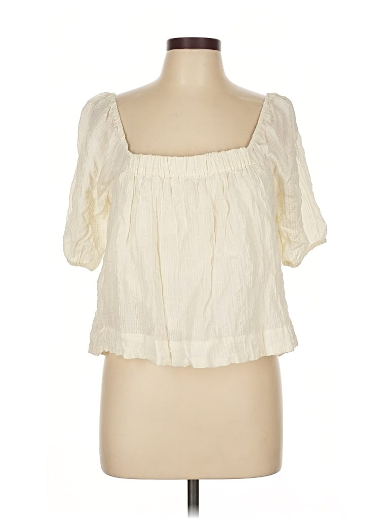 Pre-owned Able Short Sleeve Blouse In White