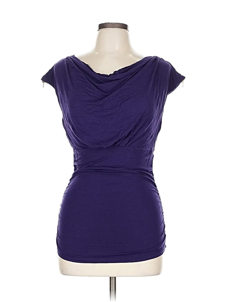 Pre-owned Bebe Short Sleeve Top Purple Cowl Neck Tops