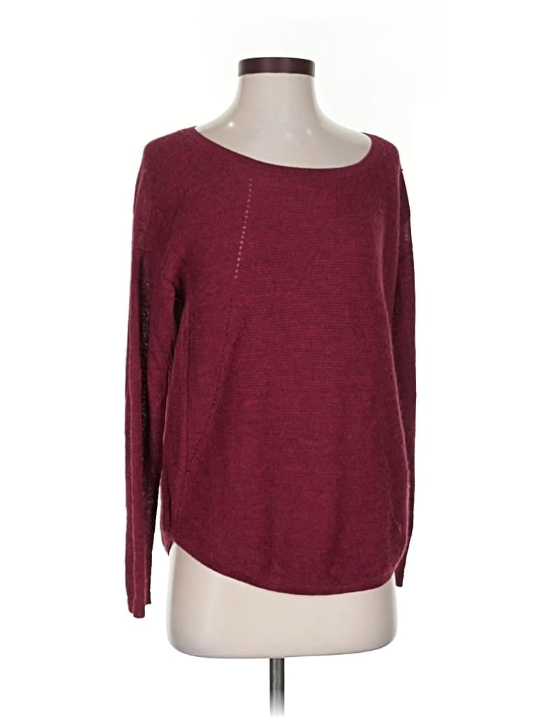 Pre-owned Eileen Fisher Wool Pullover Sweater In Burgundy