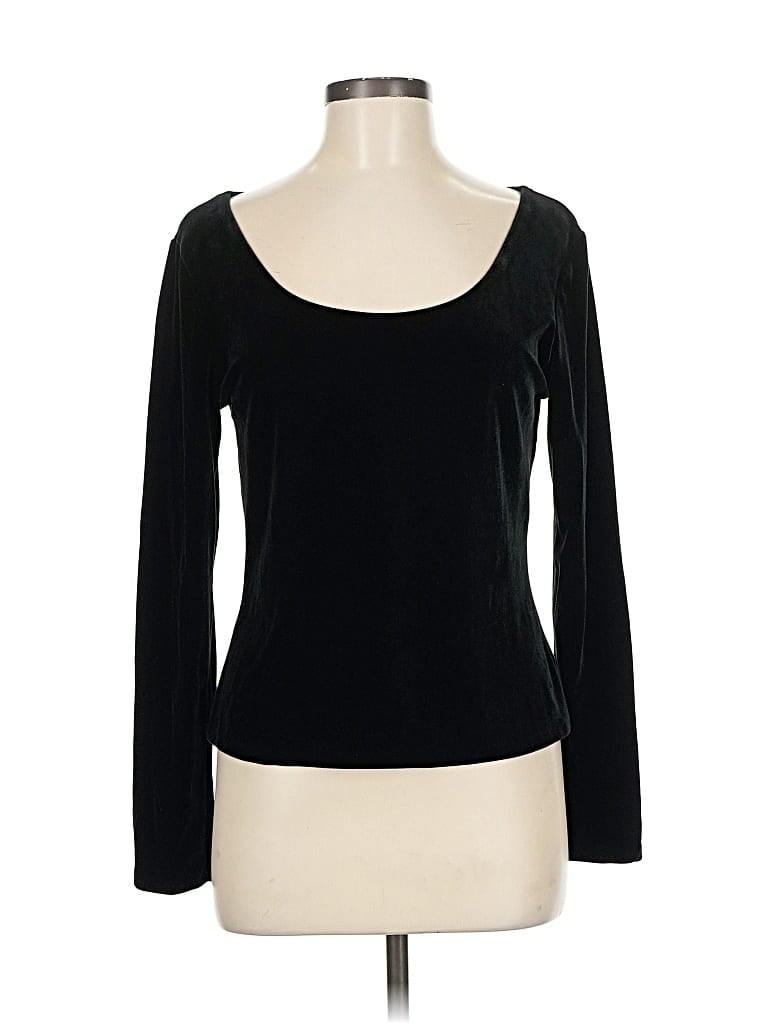 Pre-owned Inc International Concepts Long Sleeve Top Black Scoop Neck Tops
