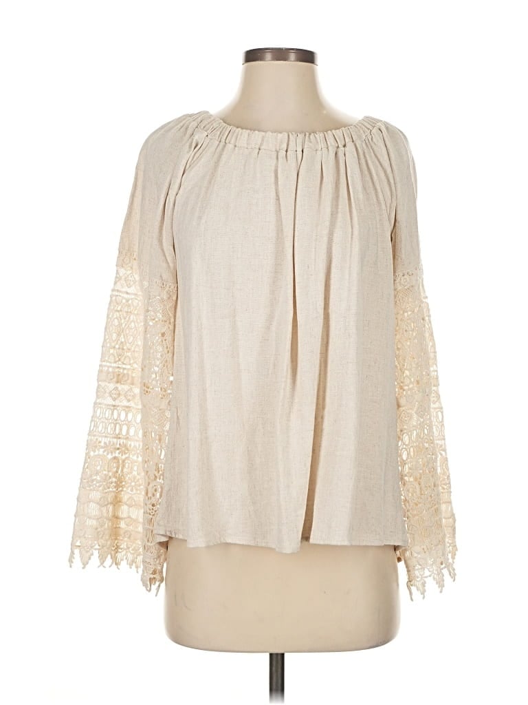 Pre-owned Flag & Anthem Long Sleeve Blouse In White