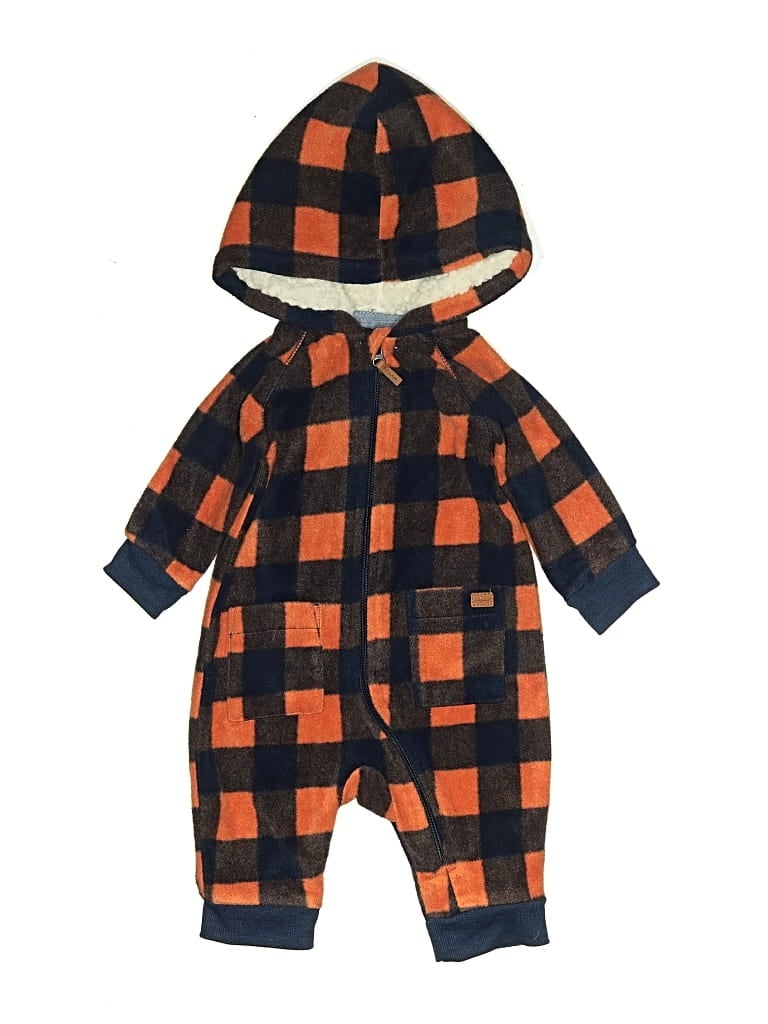 Pre-owned 7 For All Mankind Babies' Long Sleeve Onesie In Orange