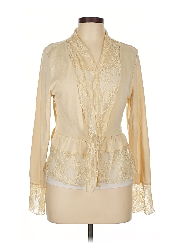 Pre-owned Allison Brittney Cardigan Sweater In Gold