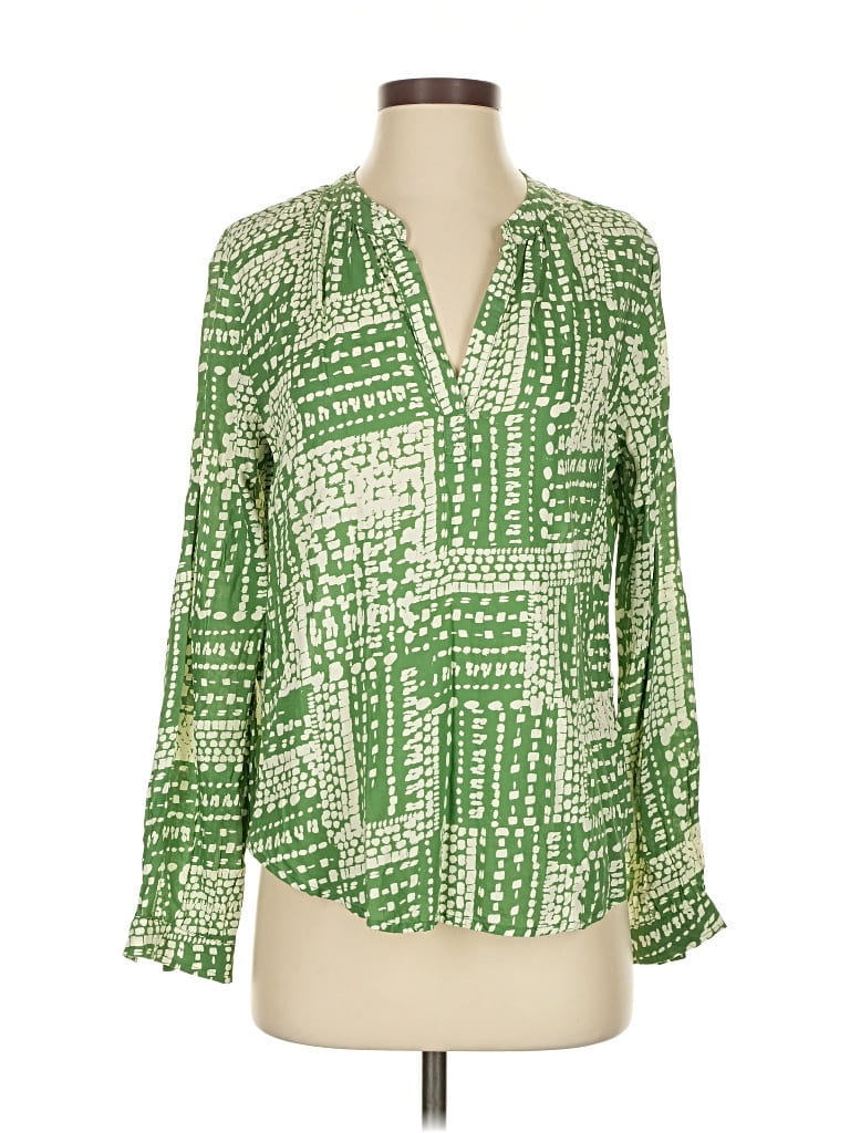 Pre-owned Velvet By Graham & Spencer Long Sleeve Blouse In Green