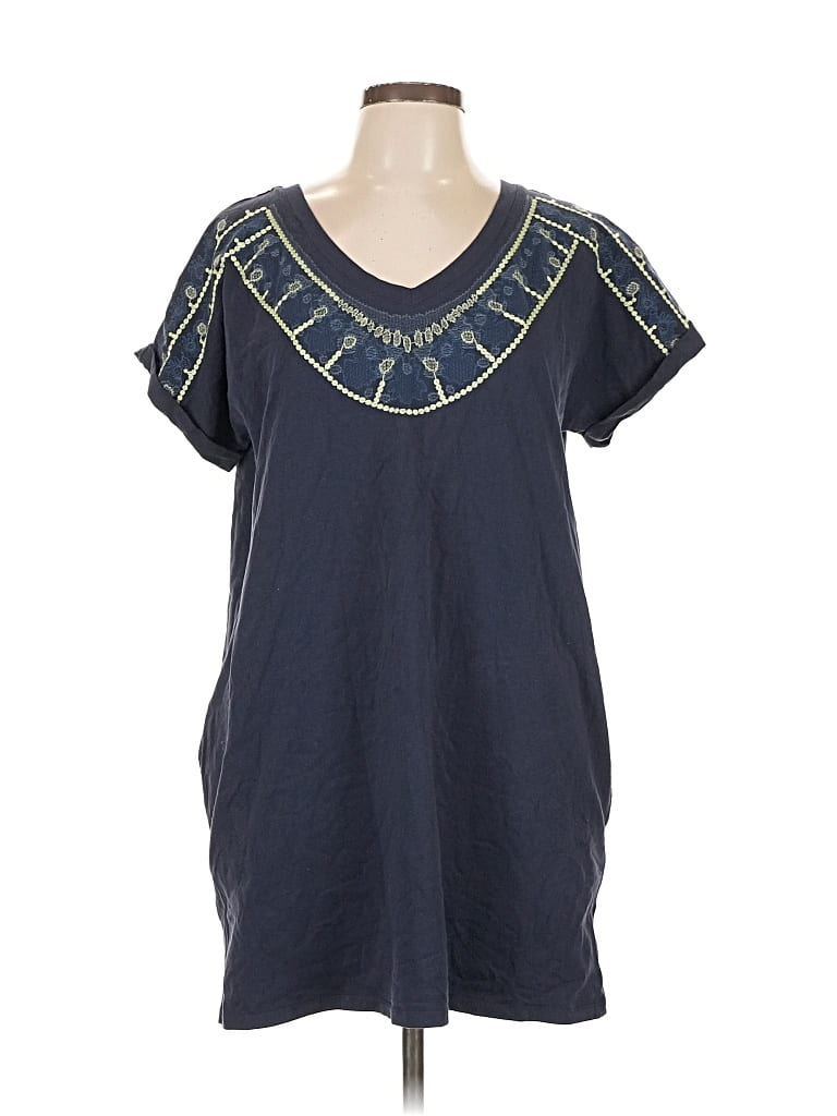 Pre-owned Nic + Zoe Short Sleeve Top Blue V Neck Tops