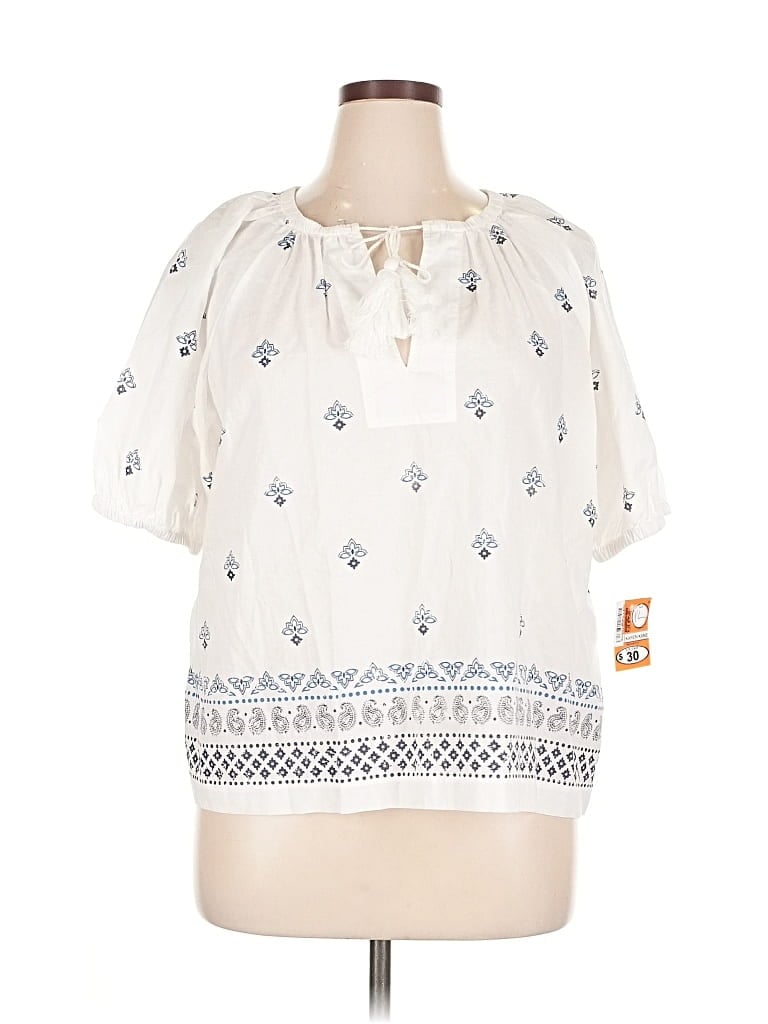 Pre-owned Karen Kane 3/4 Sleeve Blouse In White