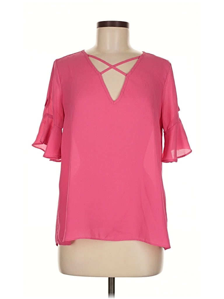 Pre-owned Harve Benard Short Sleeve Blouse In Pink