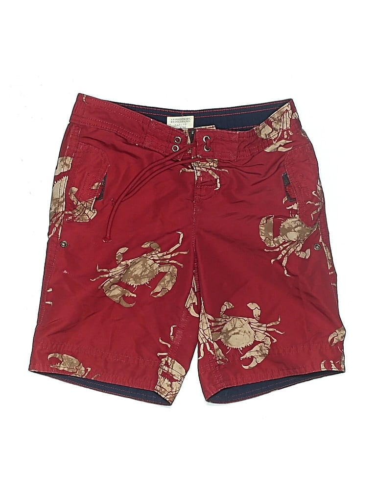Pre-owned Lands' End Kids' Board Shorts In Burgundy