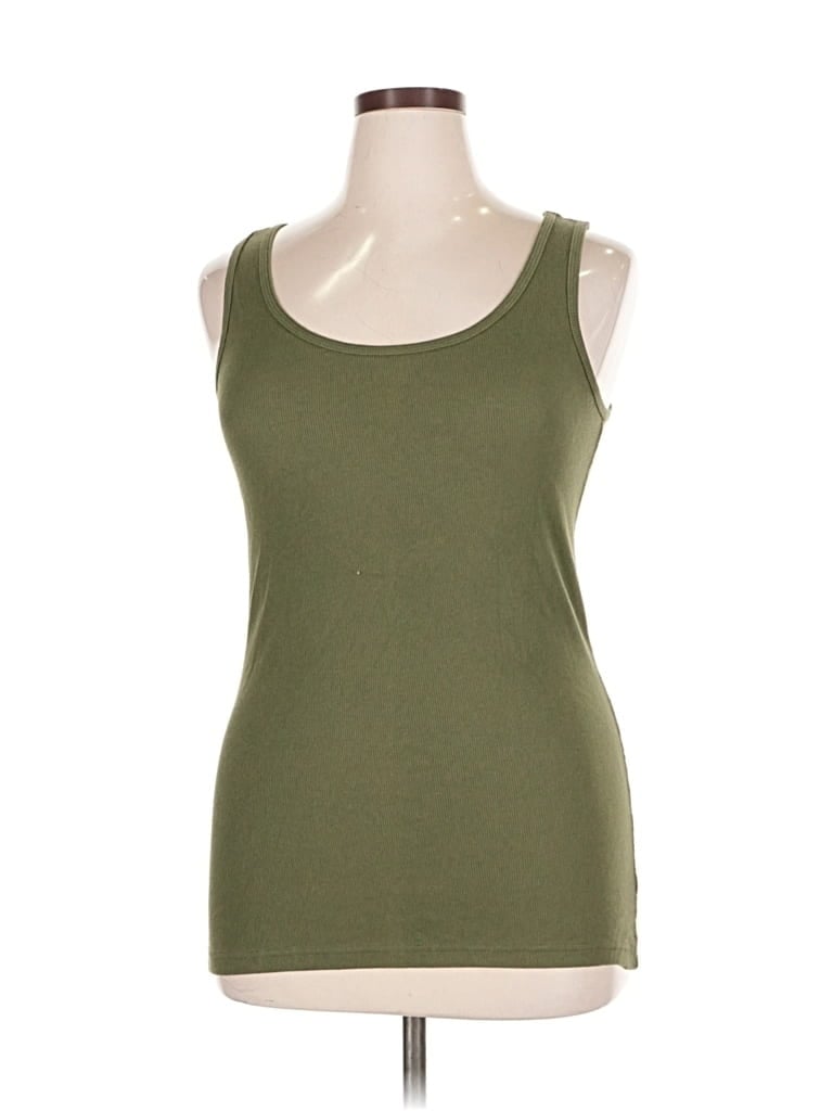 Pre-owned Time And Tru Tank Top Green Square Neckline Tops