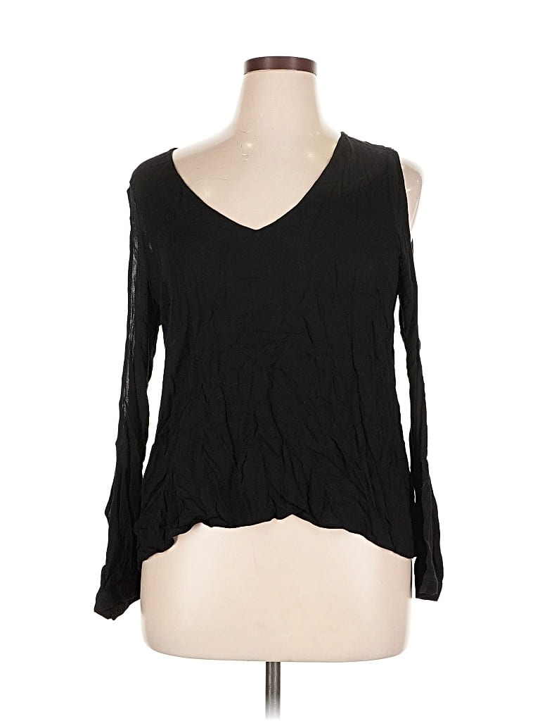 Pre-owned Tobi Long Sleeve Top Black Cold Shoulder Neckline Tops