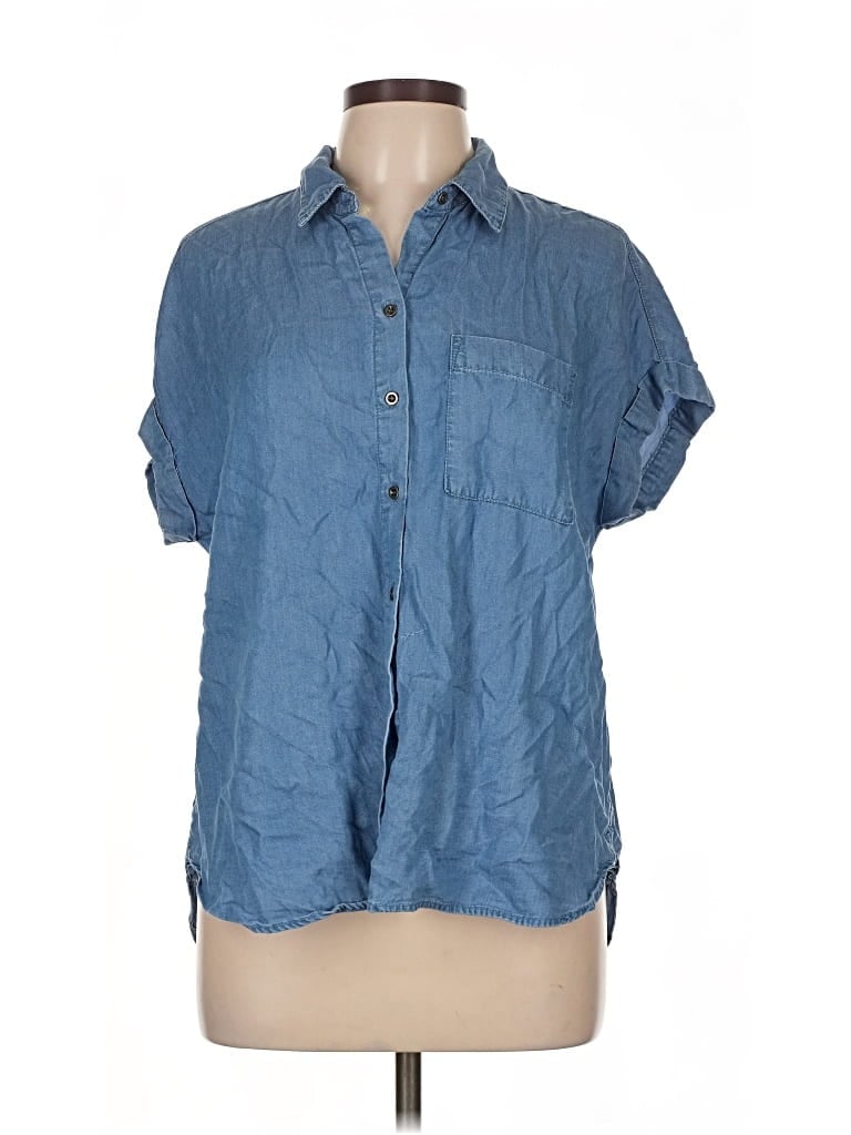 Pre-owned Jane And Delancey Short Sleeve Blouse In Blue