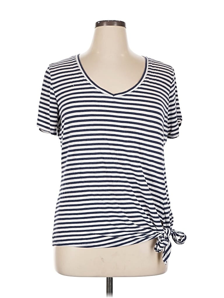 Pre-owned Matty M Short Sleeve Top Blue Sweetheart Neckline Tops