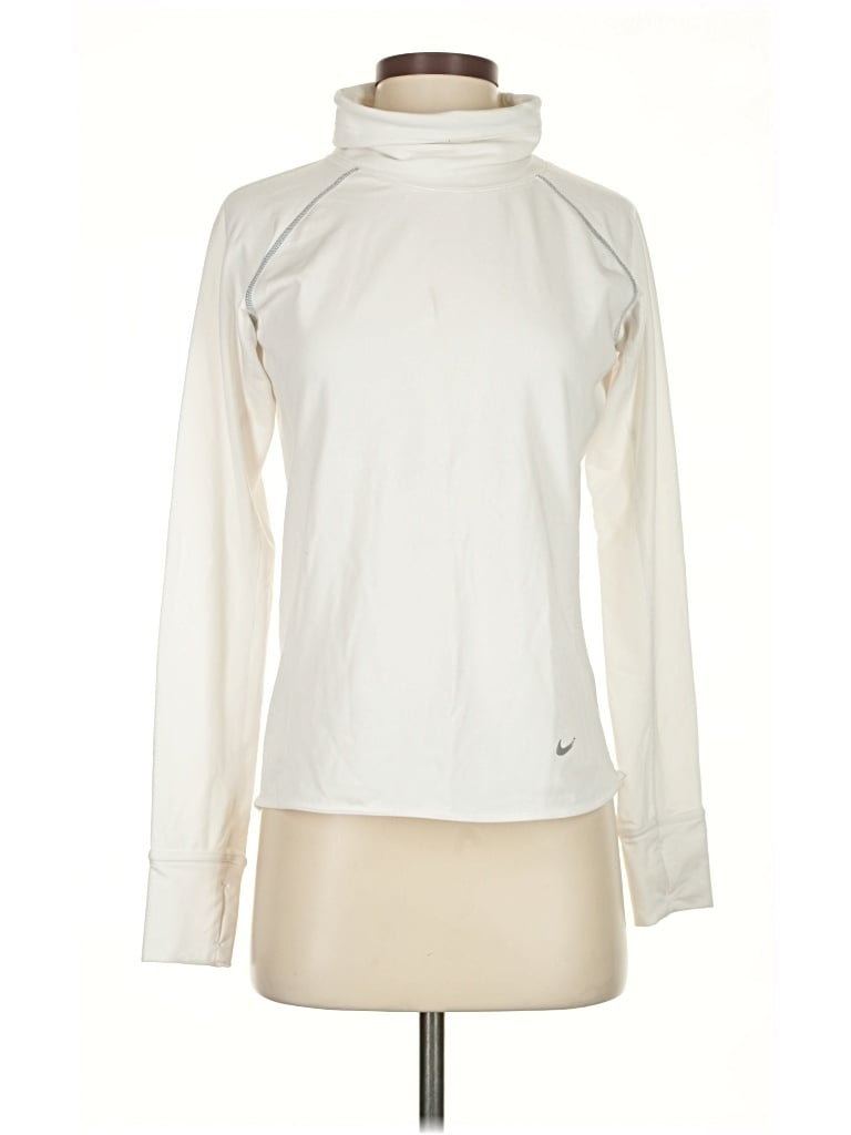 Pre-owned Nike Long Sleeve Top Ivory Turtleneck Tops In White
