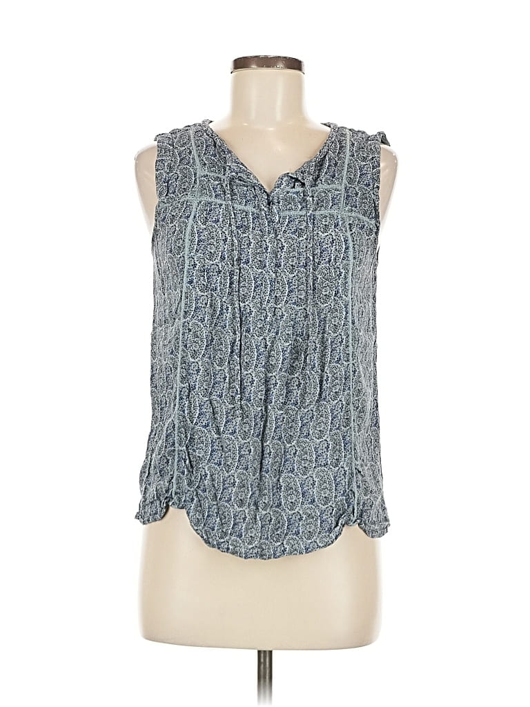Pre-owned Lucky Brand Tank Top Blue Plunge Neckline Tops