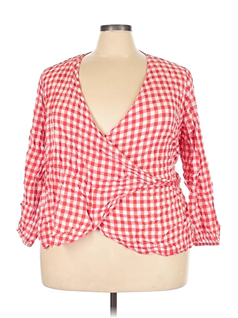 Pre-owned Lane Bryant 3/4 Sleeve Blouse In Red