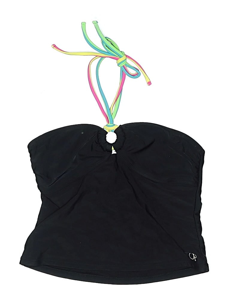 Pre-owned Unbranded Swimsuit Top Black Solid Pattern Swimwear