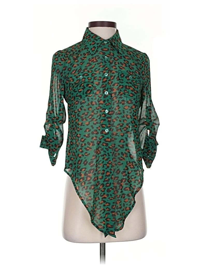 Pre-owned Mine 3/4 Sleeve Blouse In Green
