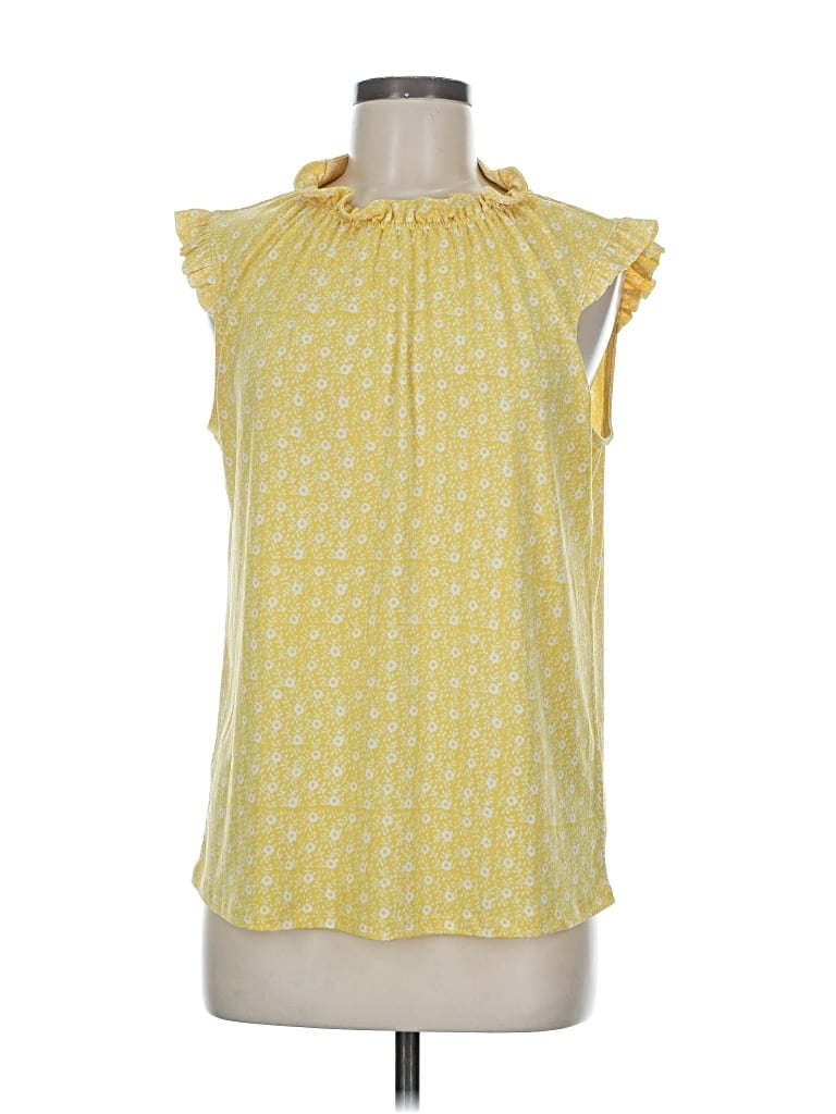 Pre-owned Adrianna Papell Sleeveless Blouse In Yellow