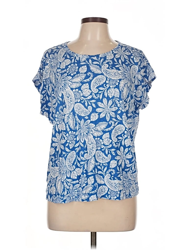Pre-owned Ann Taylor Loft Short Sleeve T-shirt In Blue