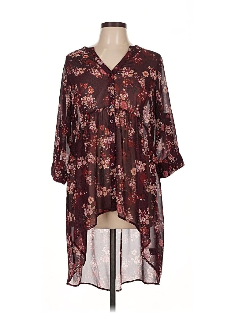 Pre-owned Torrid Long Sleeve Blouse In Burgundy
