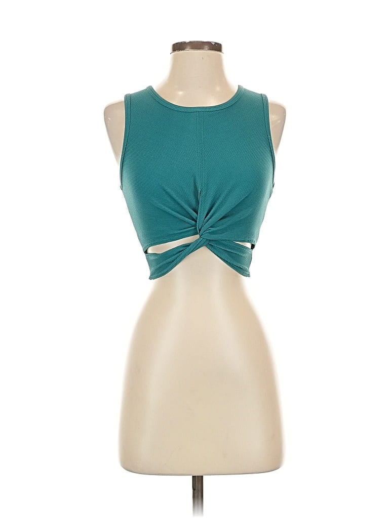 Pre-owned Onzie Tank Top Teal Strapless Neckline Tops In Blue