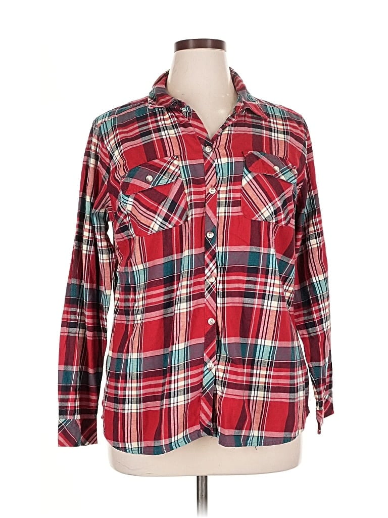 Pre-owned Croft & Barrow Long Sleeve Button Down Shirt In Red