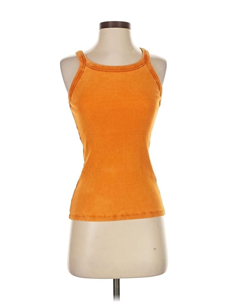 Pre-owned Baci Tank Top Orange Halter Neckline Tops