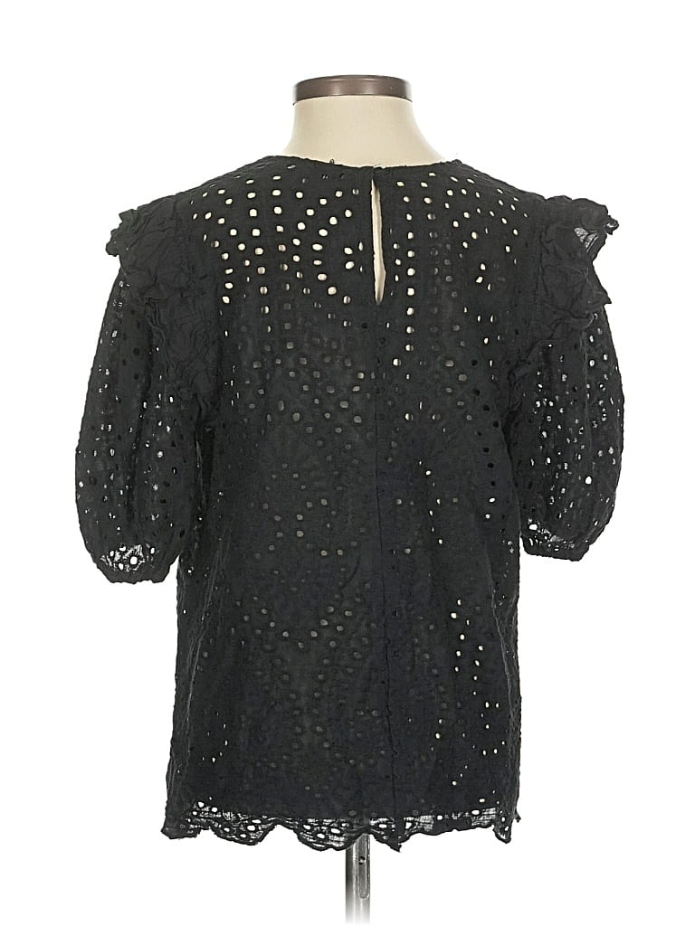 Pre-owned English Factory 3/4 Sleeve Top Black Keyhole Neckline Tops