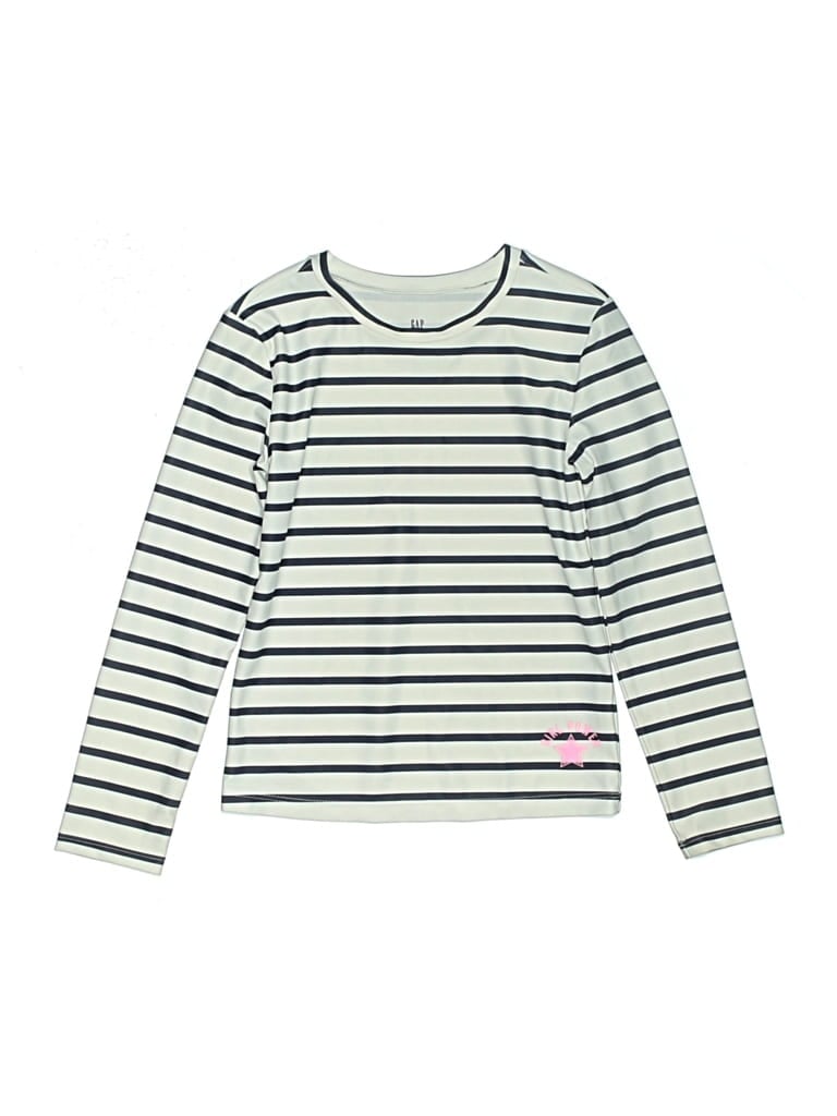 Pre-owned Gap Kids' Long Sleeve Top Ivory Crew Neck Tops In White