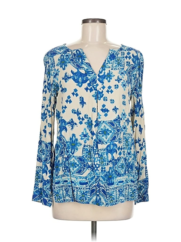 Pre-owned Sigrid Olsen Long Sleeve Blouse In Blue