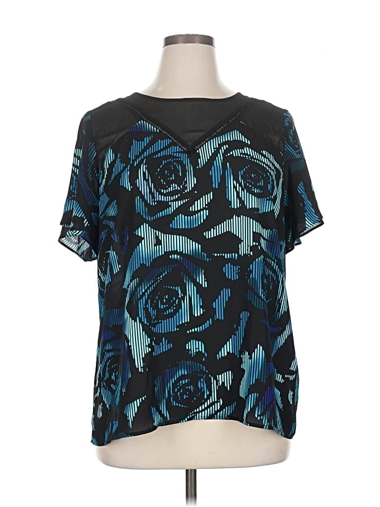 Pre-owned Worthington Short Sleeve Blouse In Blue