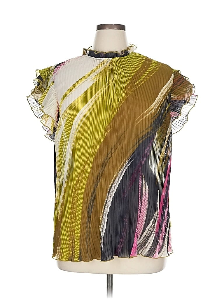 Pre-owned City Chic Short Sleeve Blouse In Green