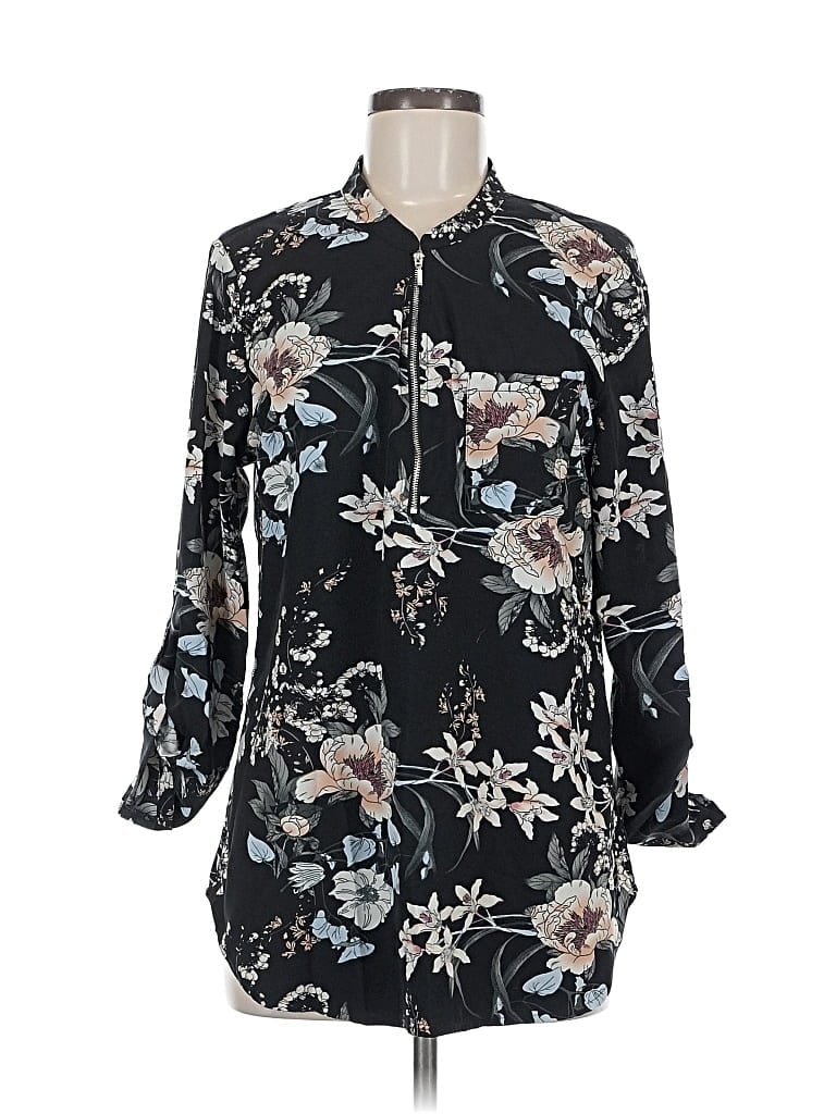 Pre-owned Assorted Brands Long Sleeve Blouse In Black