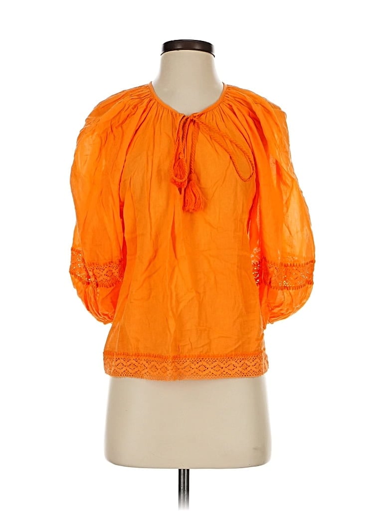 Pre-owned Rhode 3/4 Sleeve Blouse In Orange