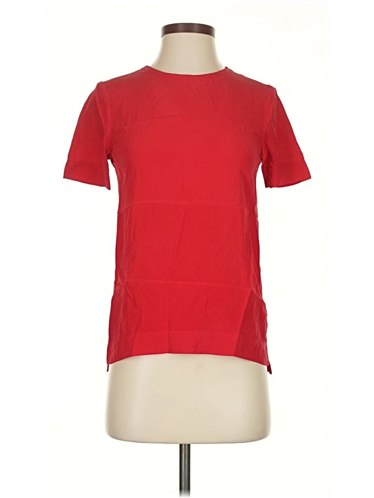 Pre-owned Grana Short Sleeve Top Red Crew Neck Tops