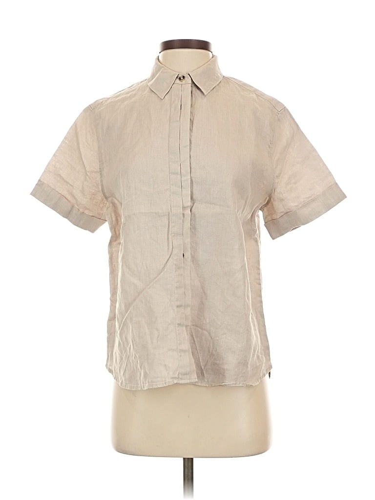 Pre-owned Calme Short Sleeve Blouse In Brown