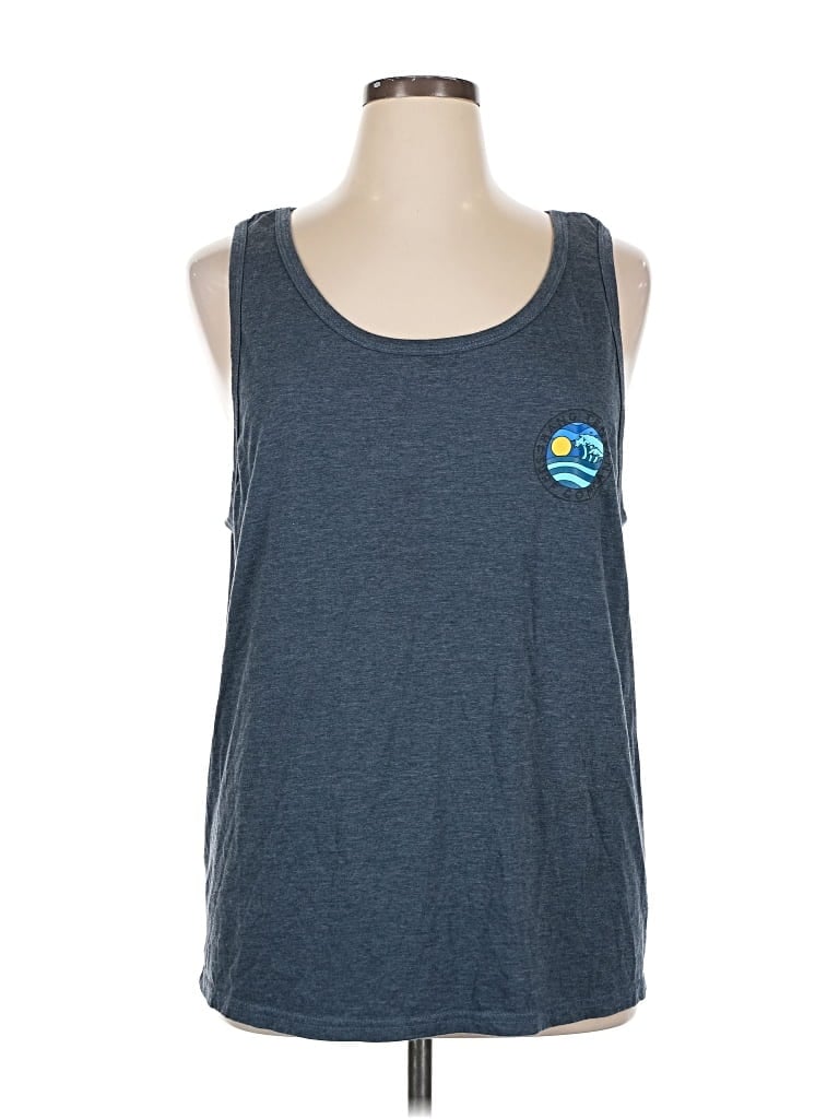 Pre-owned Hang Ten Tank Top Blue Halter Neckline Tops