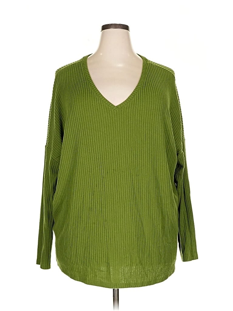 Pre-owned Time And Tru Long Sleeve Blouse In Green